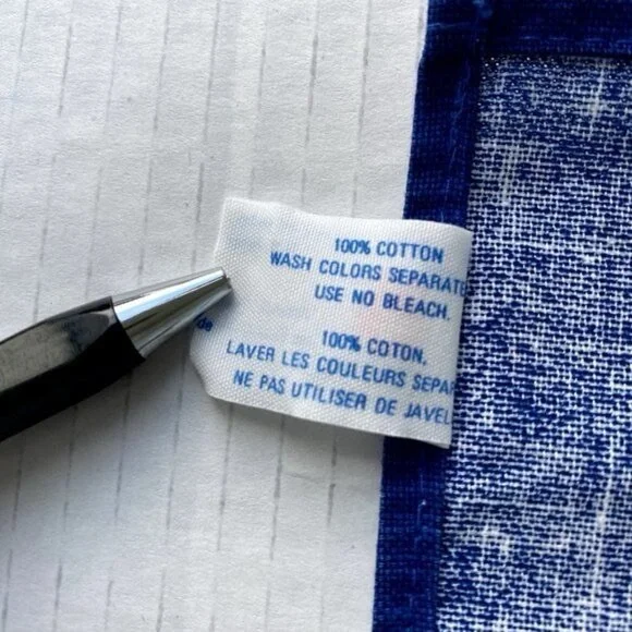 Pyramid Vintage Cotton Tea Hand Towel Blue White Chicken Print Made in Brasil - Picture 3 of 5